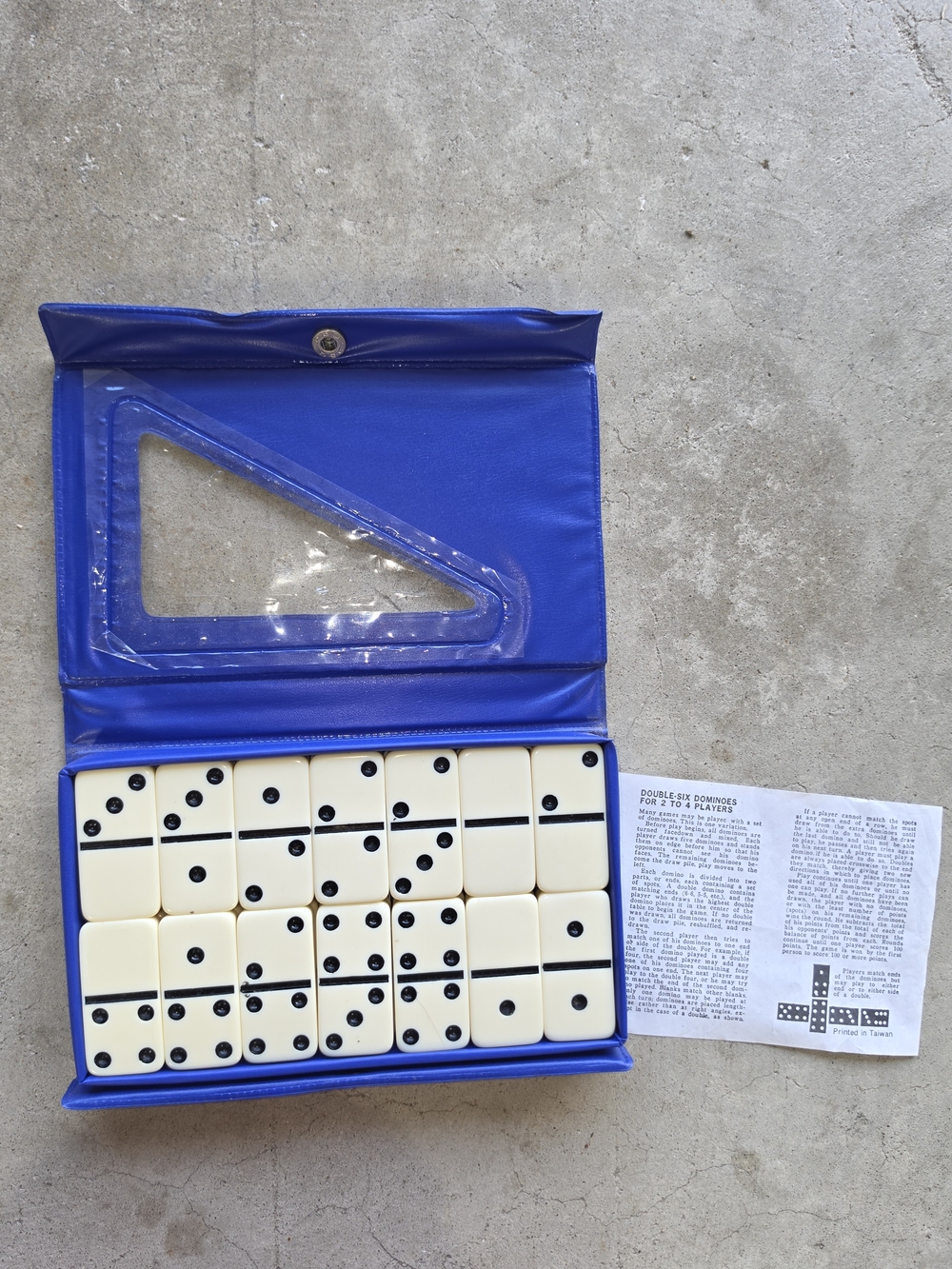 Vintage Double Six Dominoes 28 Piece Set Blue Case